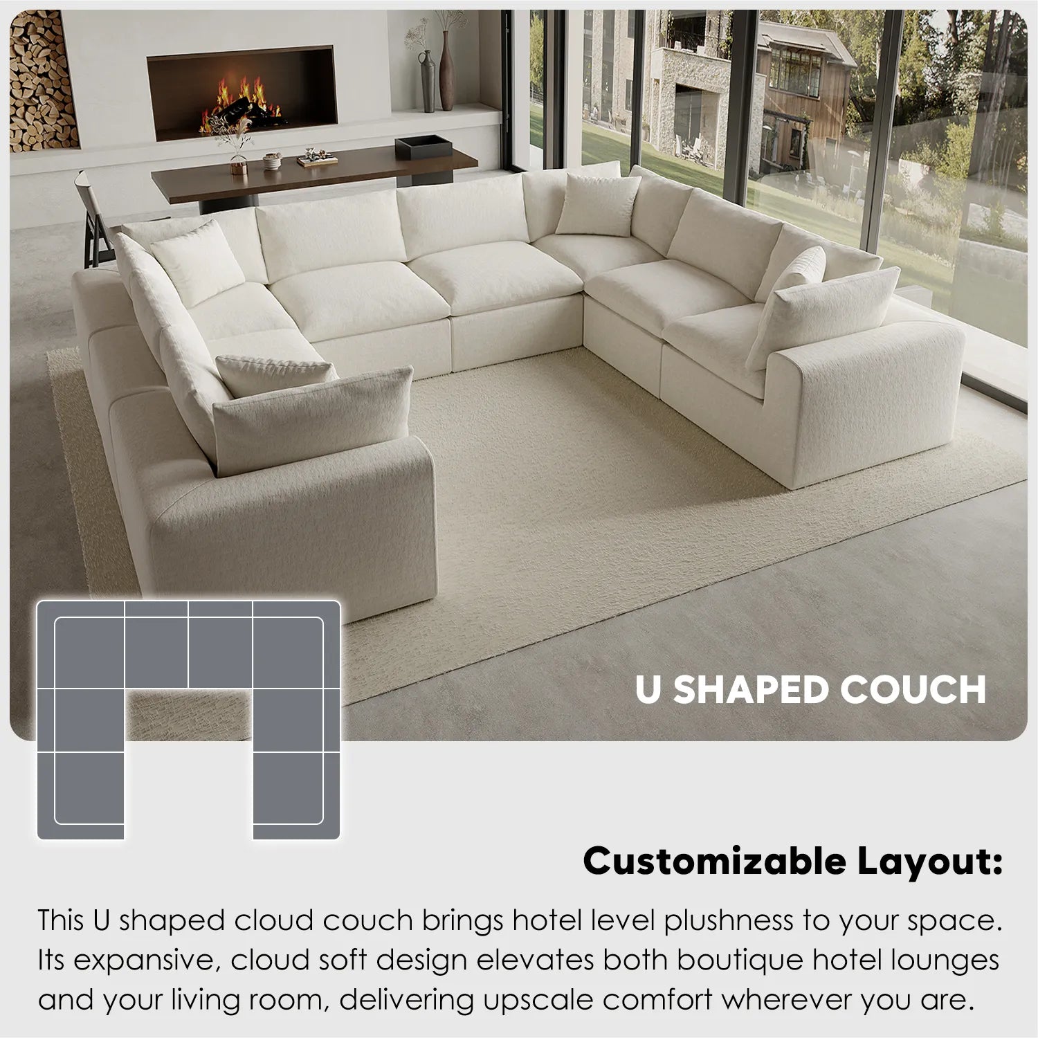 Domiqut  8-Seater Cloud Couch for Living Room