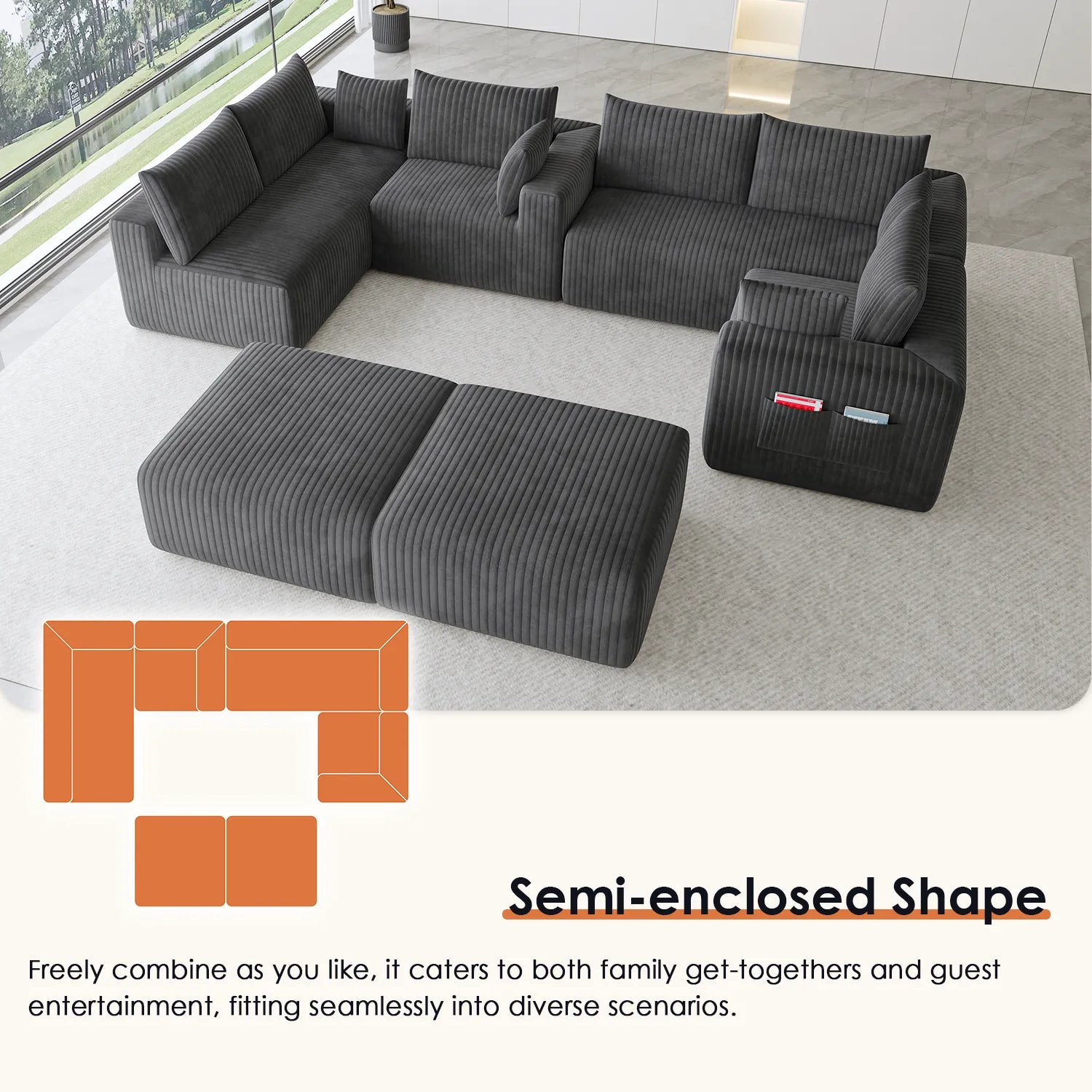 Boneless couch-8 seater