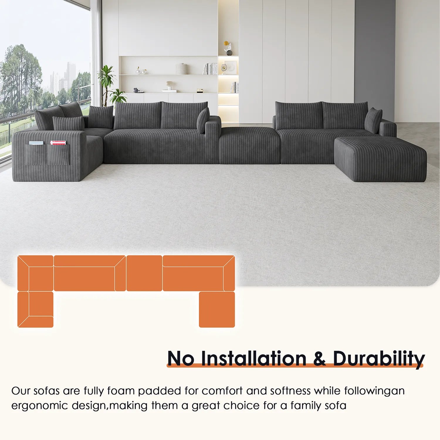 Boneless couch-8 seater