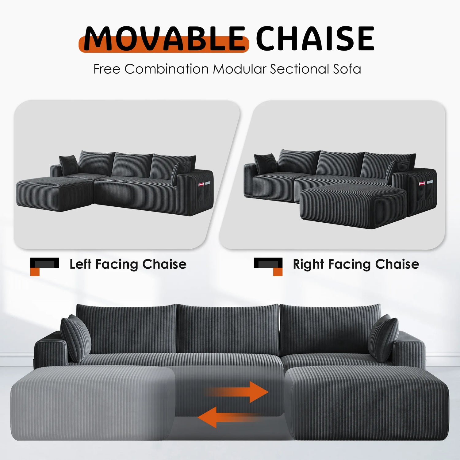 Boneless couch 4 seater
