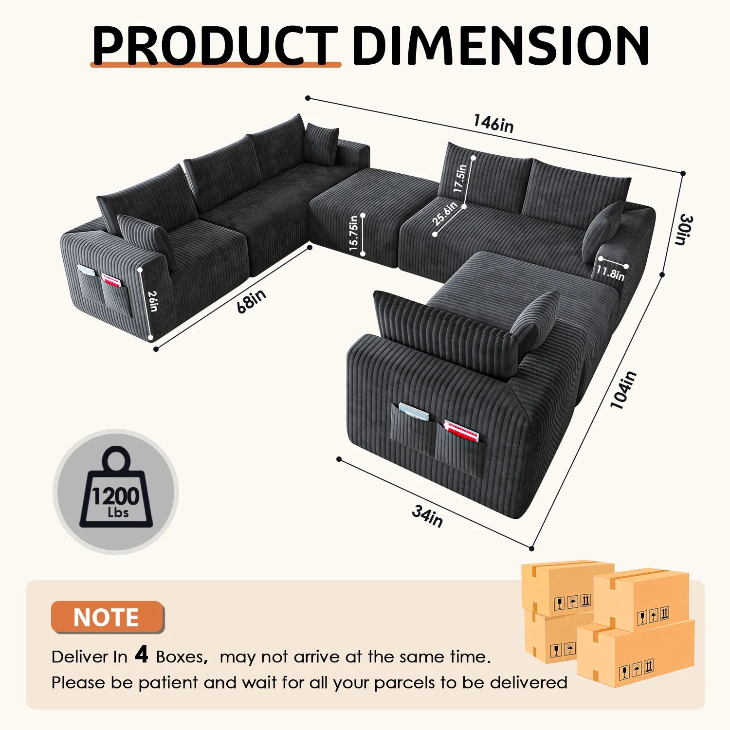 Boneless couch-8 seater