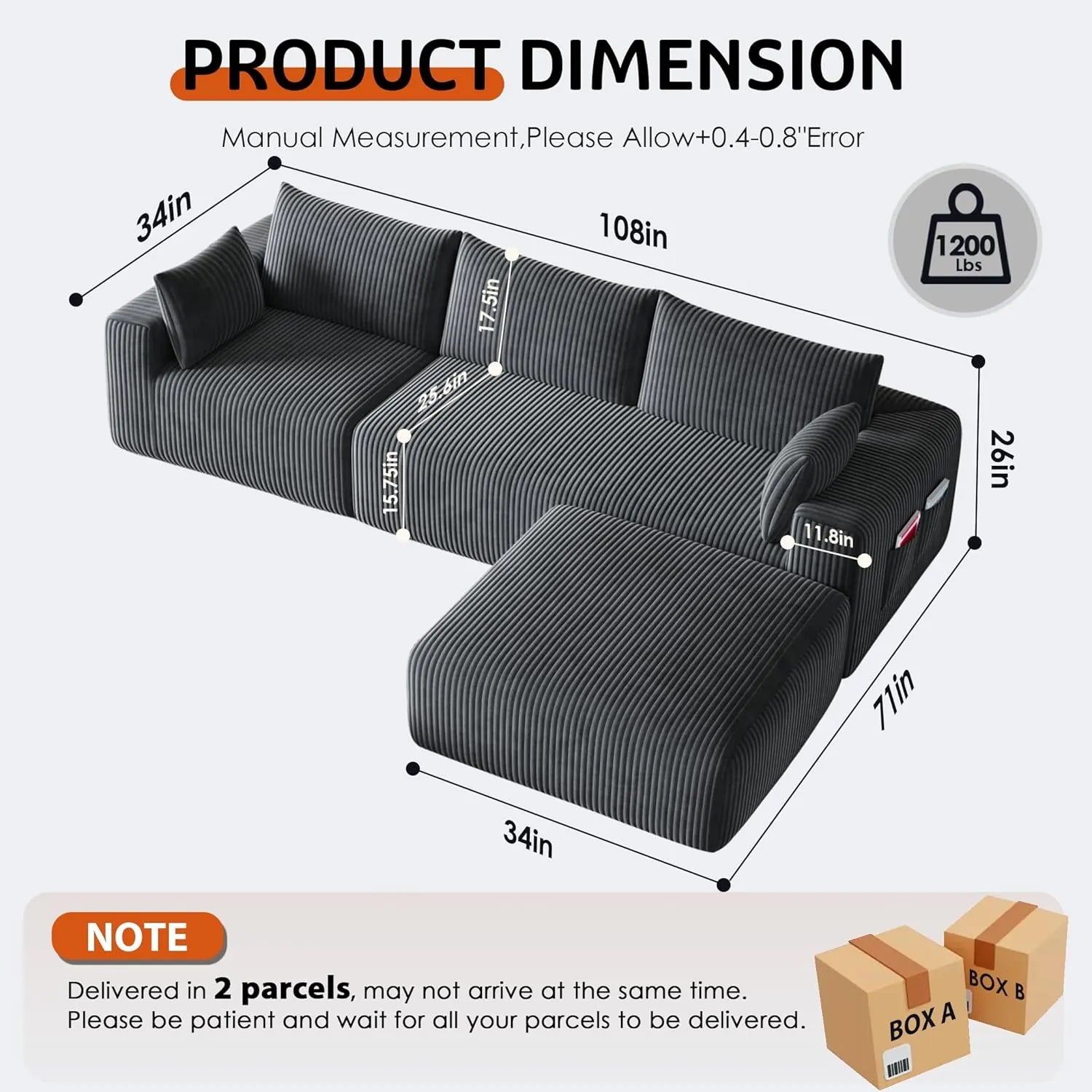 Boneless couch 4 seater
