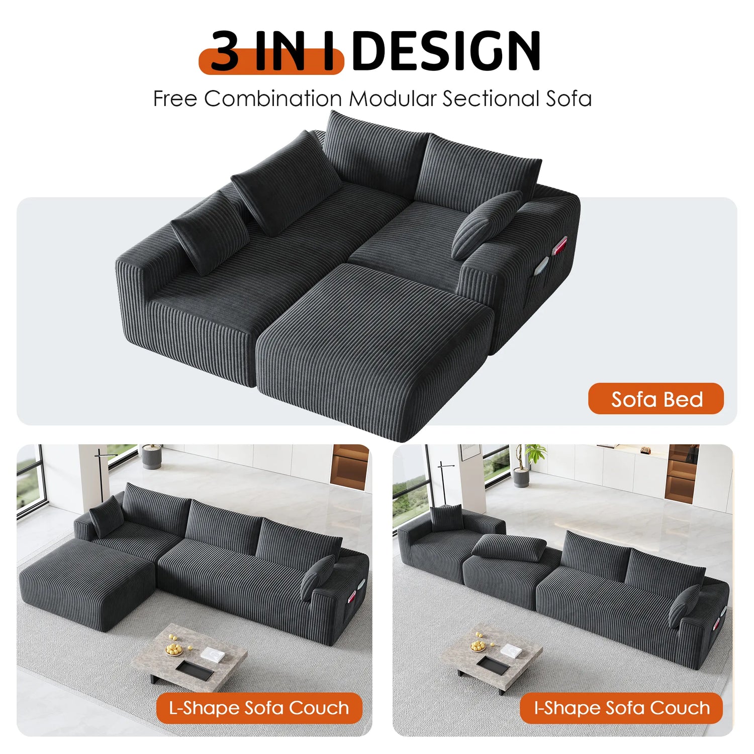Boneless couch 4 seater