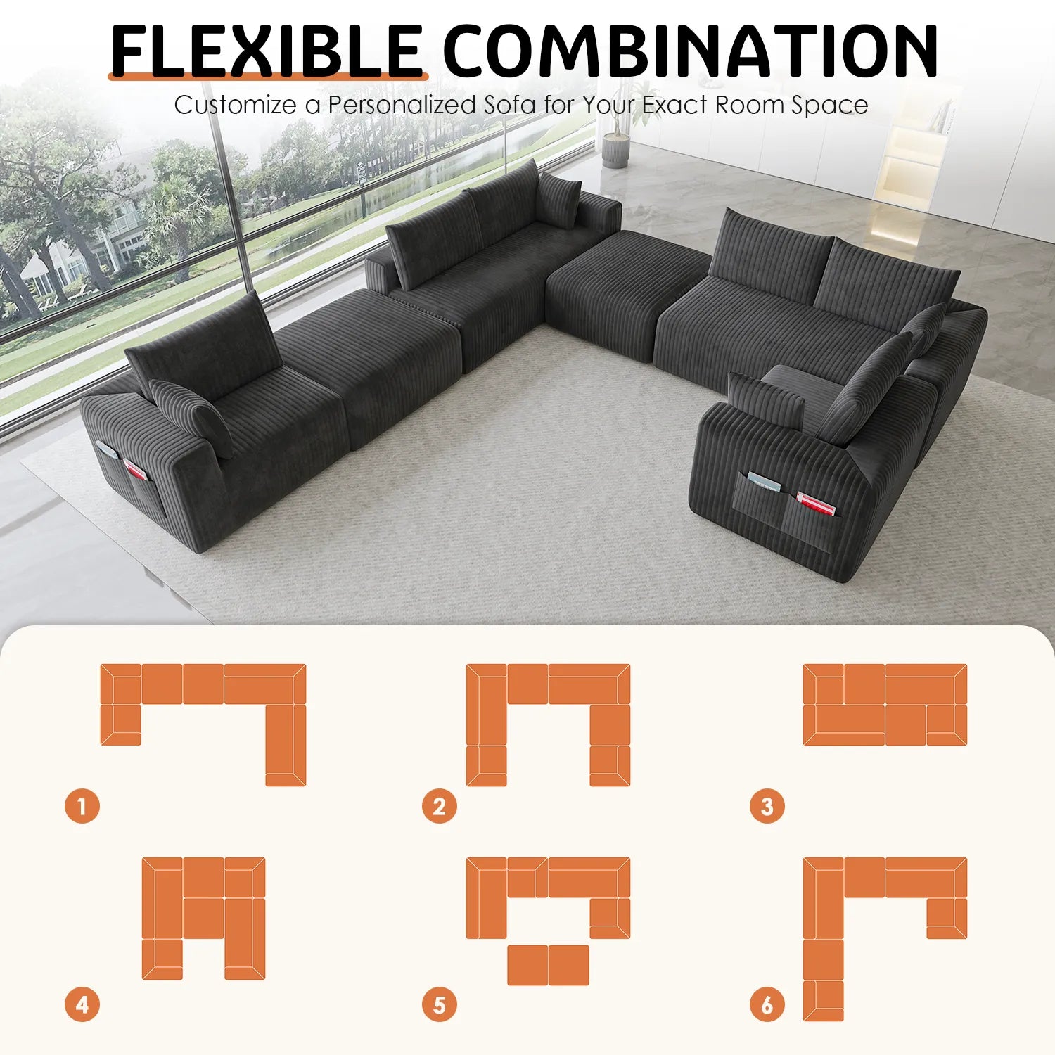 Boneless couch-8 seater