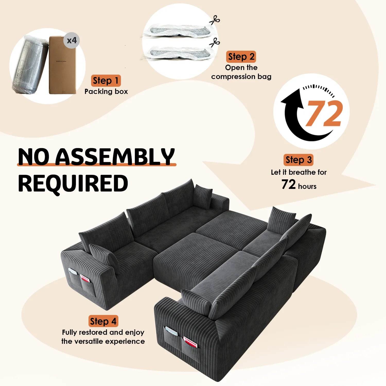 Boneless couch-8 seater