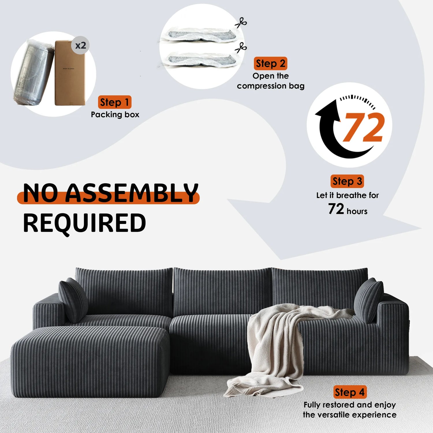 Boneless couch 4 seater