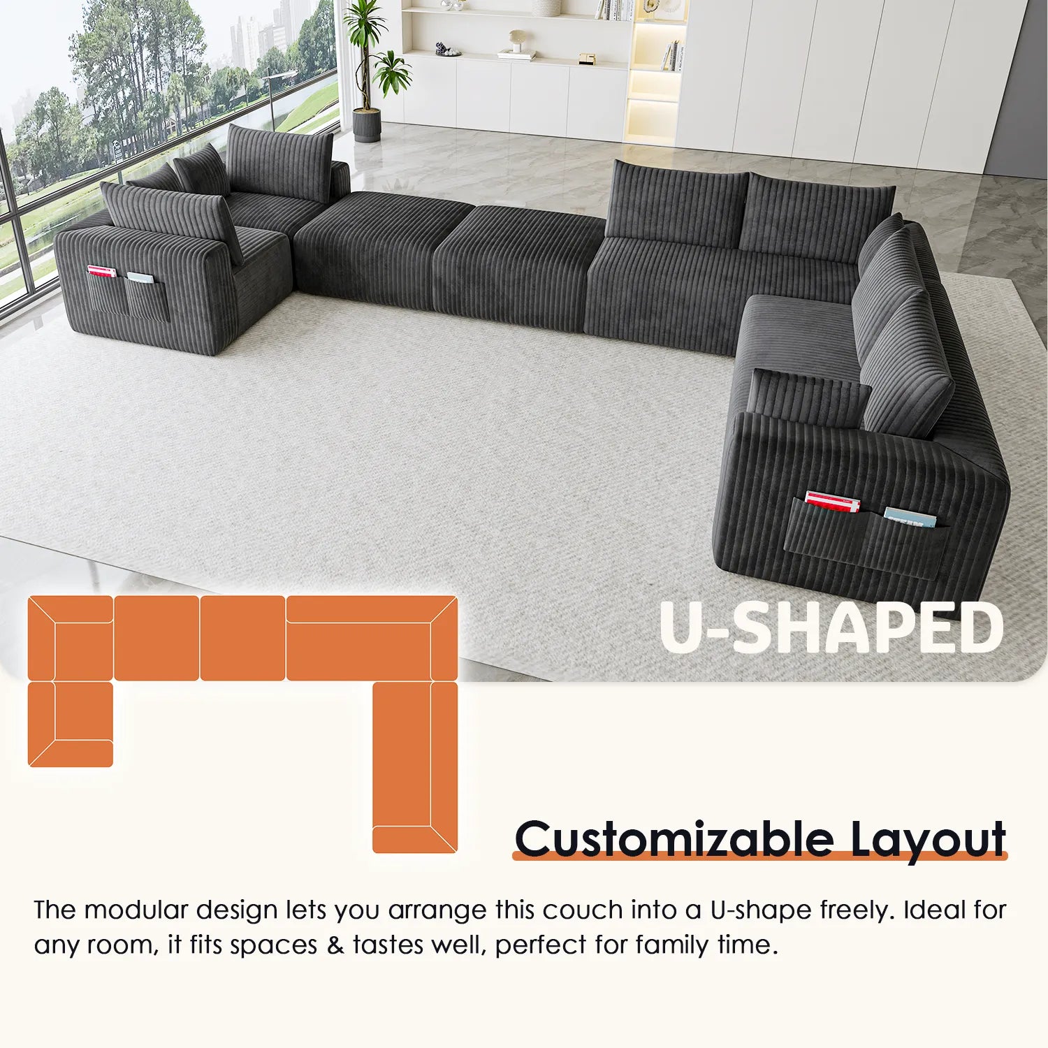 Boneless couch-8 seater