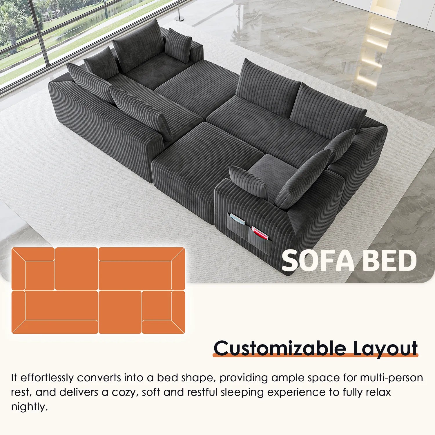 Boneless couch-8 seater