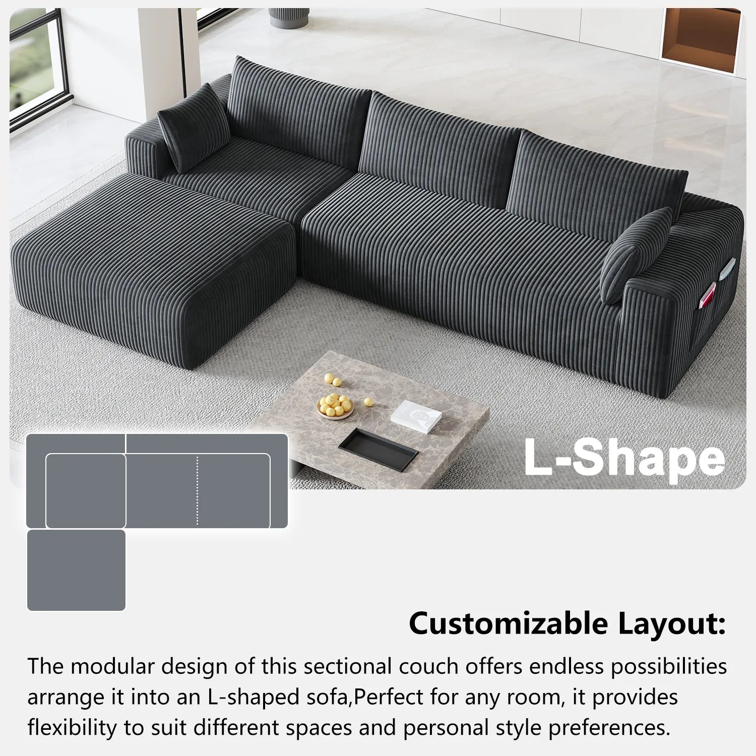 Boneless couch 4 seater