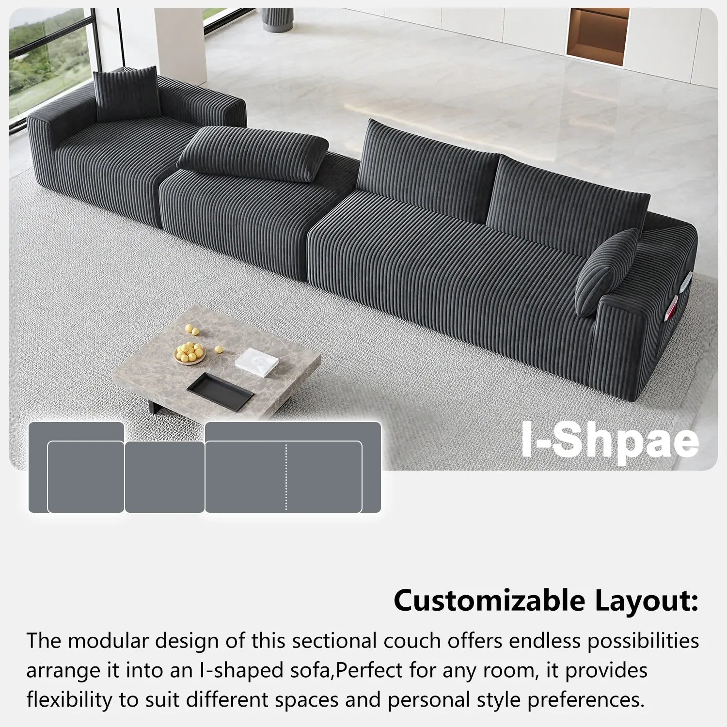 Boneless couch 4 seater