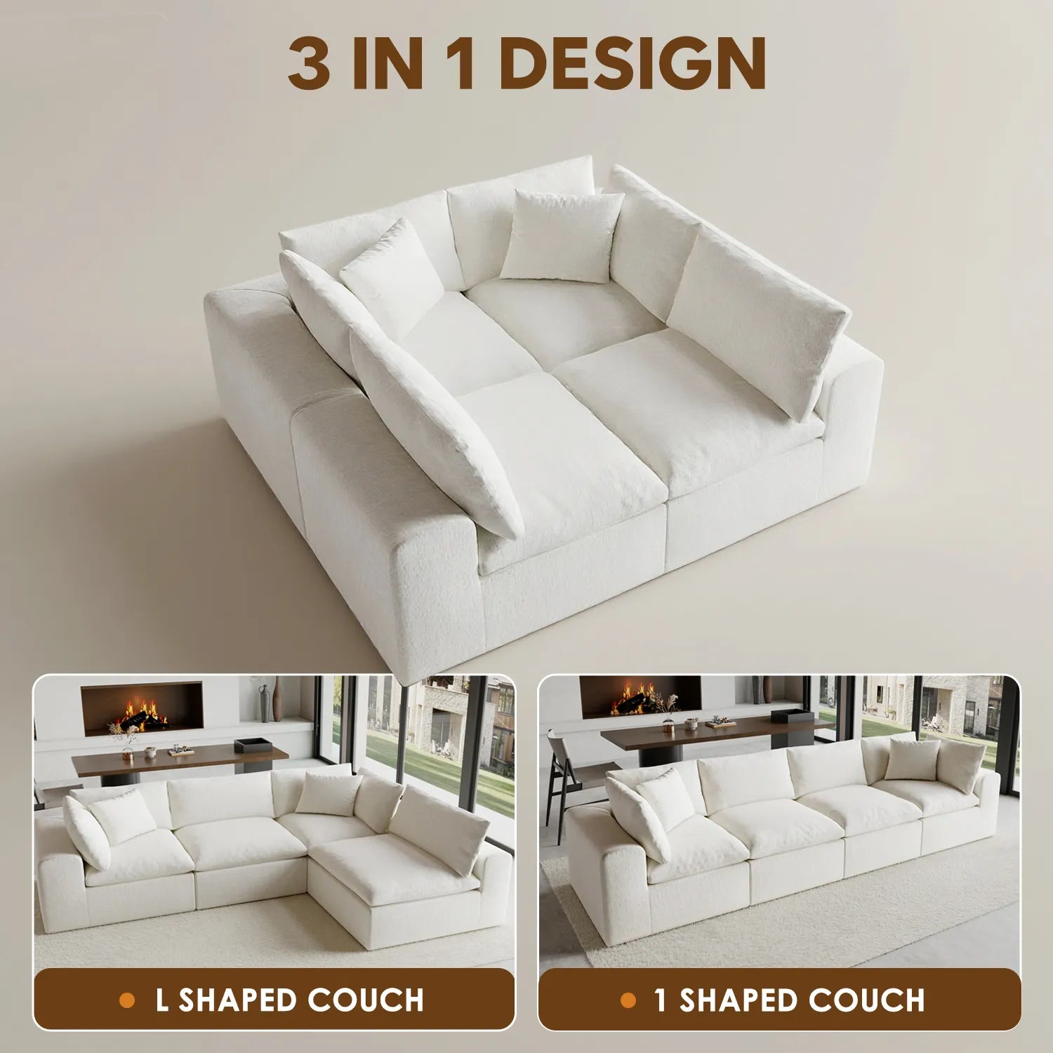 Domiqut  4-Seater Cloud Couch for Living Room