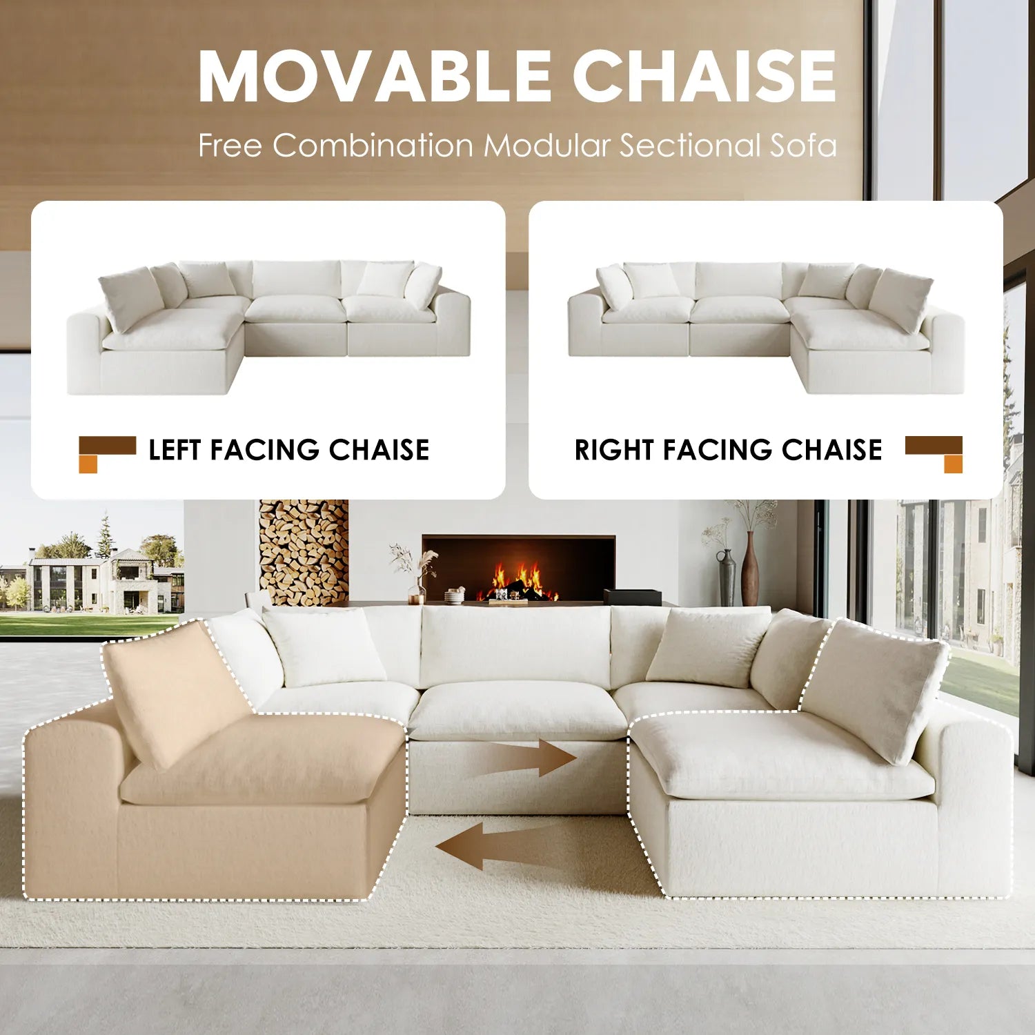 Domiqut  4-Seater Cloud Couch for Living Room