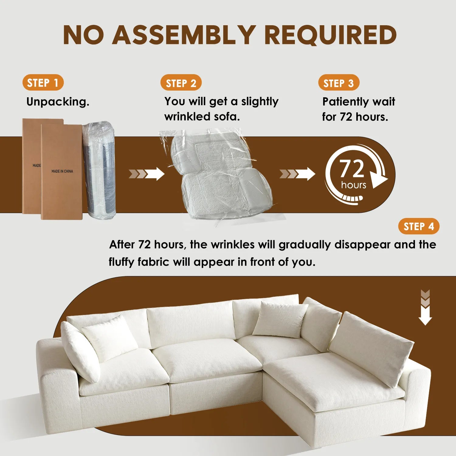 Domiqut  4-Seater Cloud Couch for Living Room