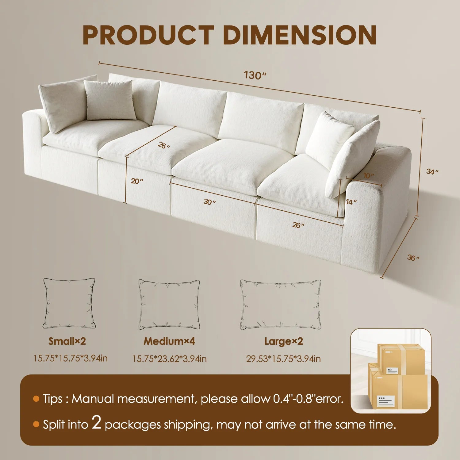 Domiqut  4-Seater Cloud Couch for Living Room