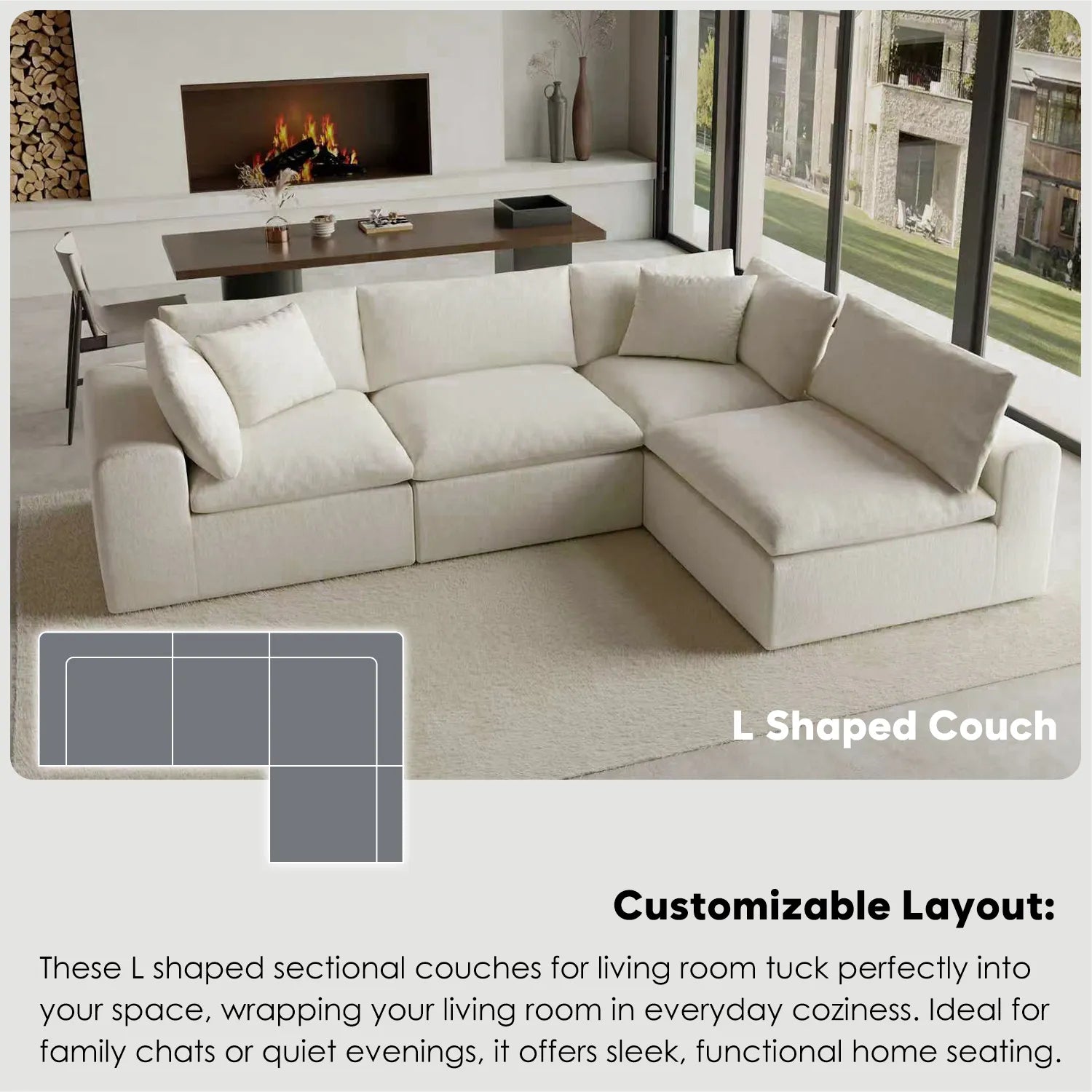Domiqut  4-Seater Cloud Couch for Living Room