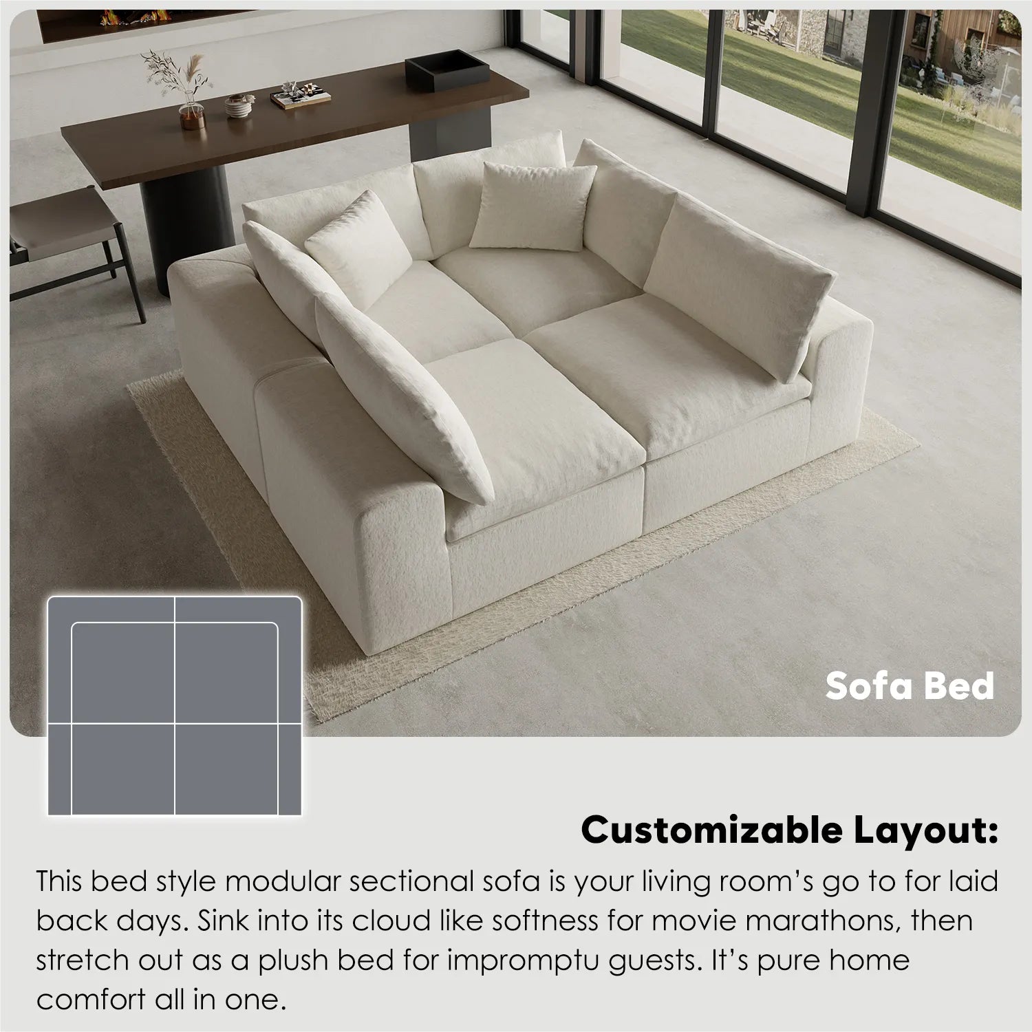 Domiqut  4-Seater Cloud Couch for Living Room