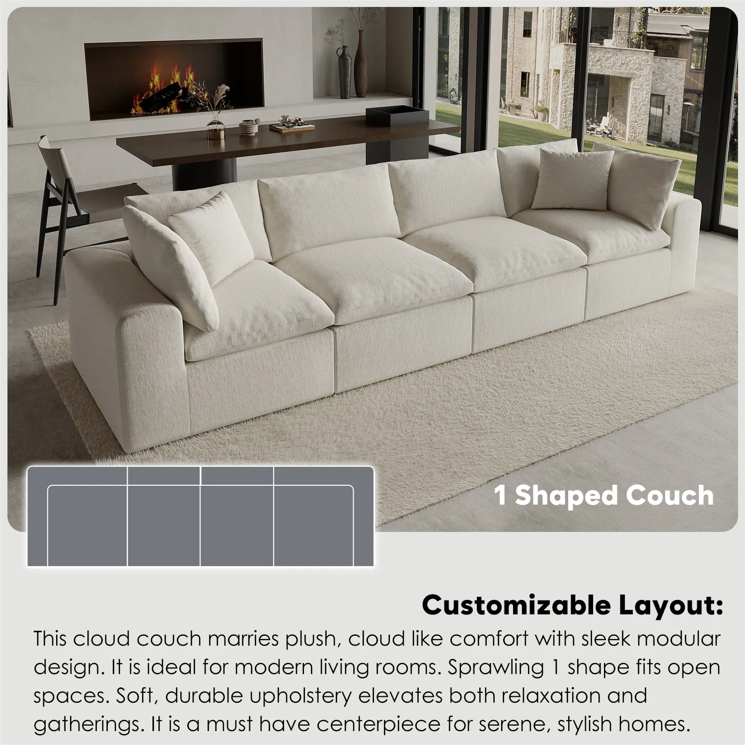 Domiqut  4-Seater Cloud Couch for Living Room
