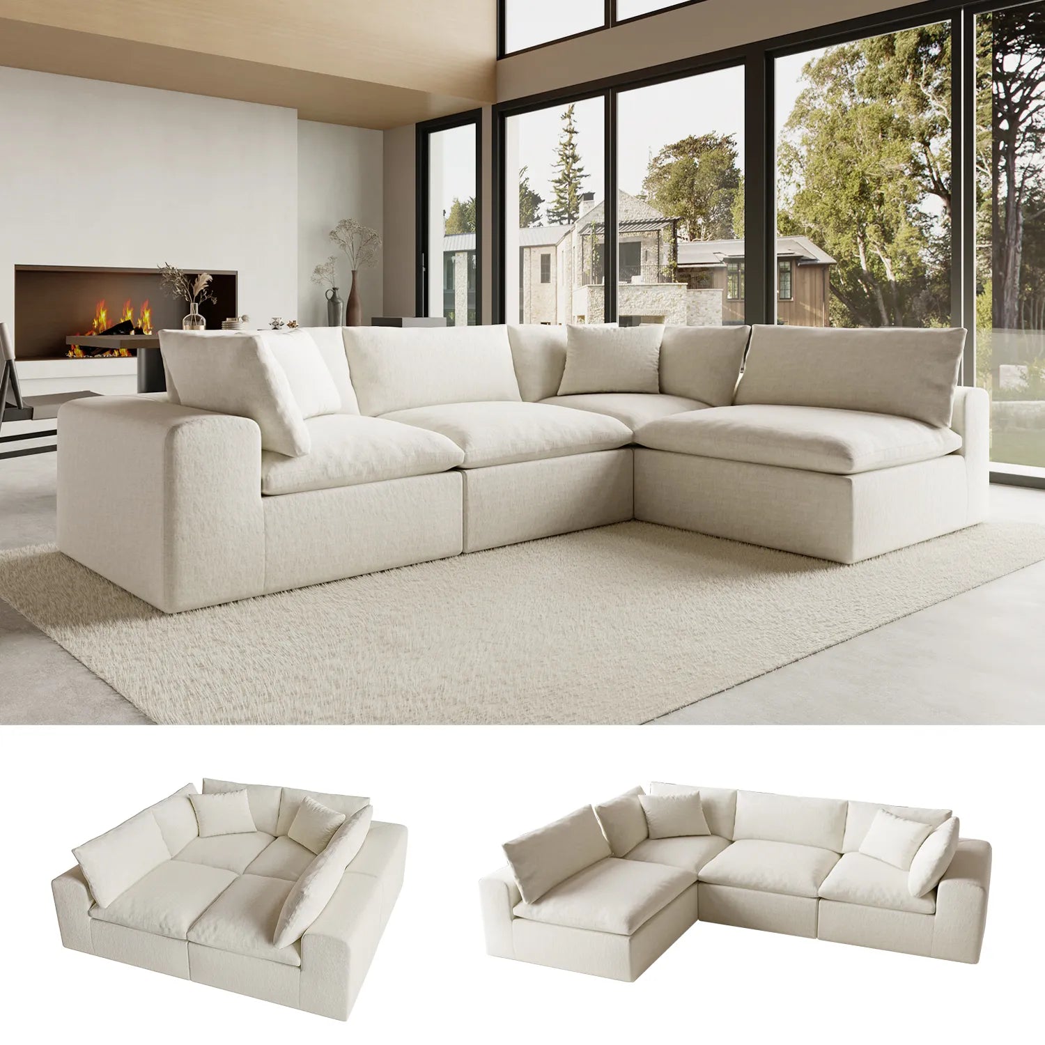 Domiqut  4-Seater Cloud Couch for Living Room